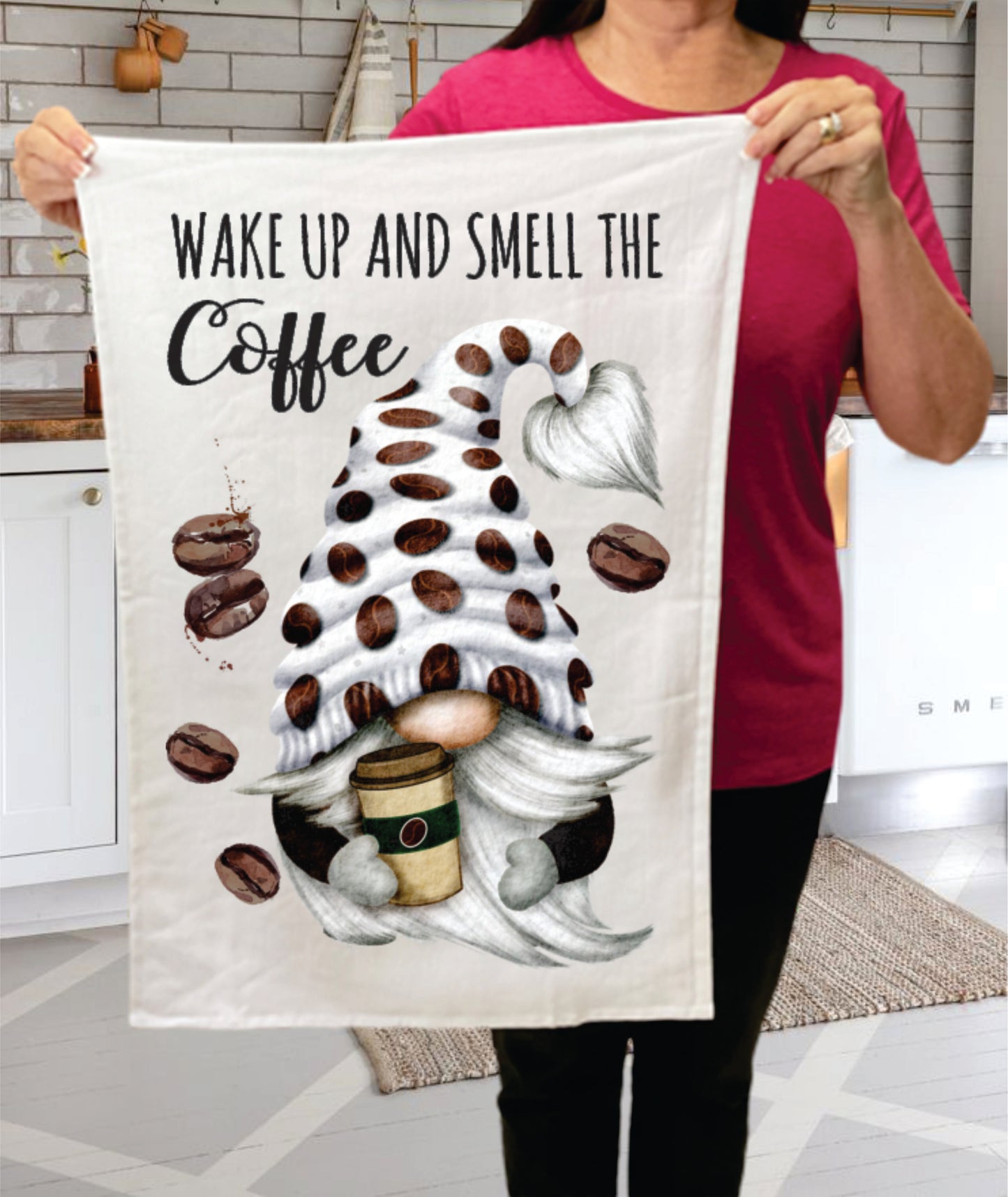 Gnome Happiness is a Cup of Coffee Terry Towel