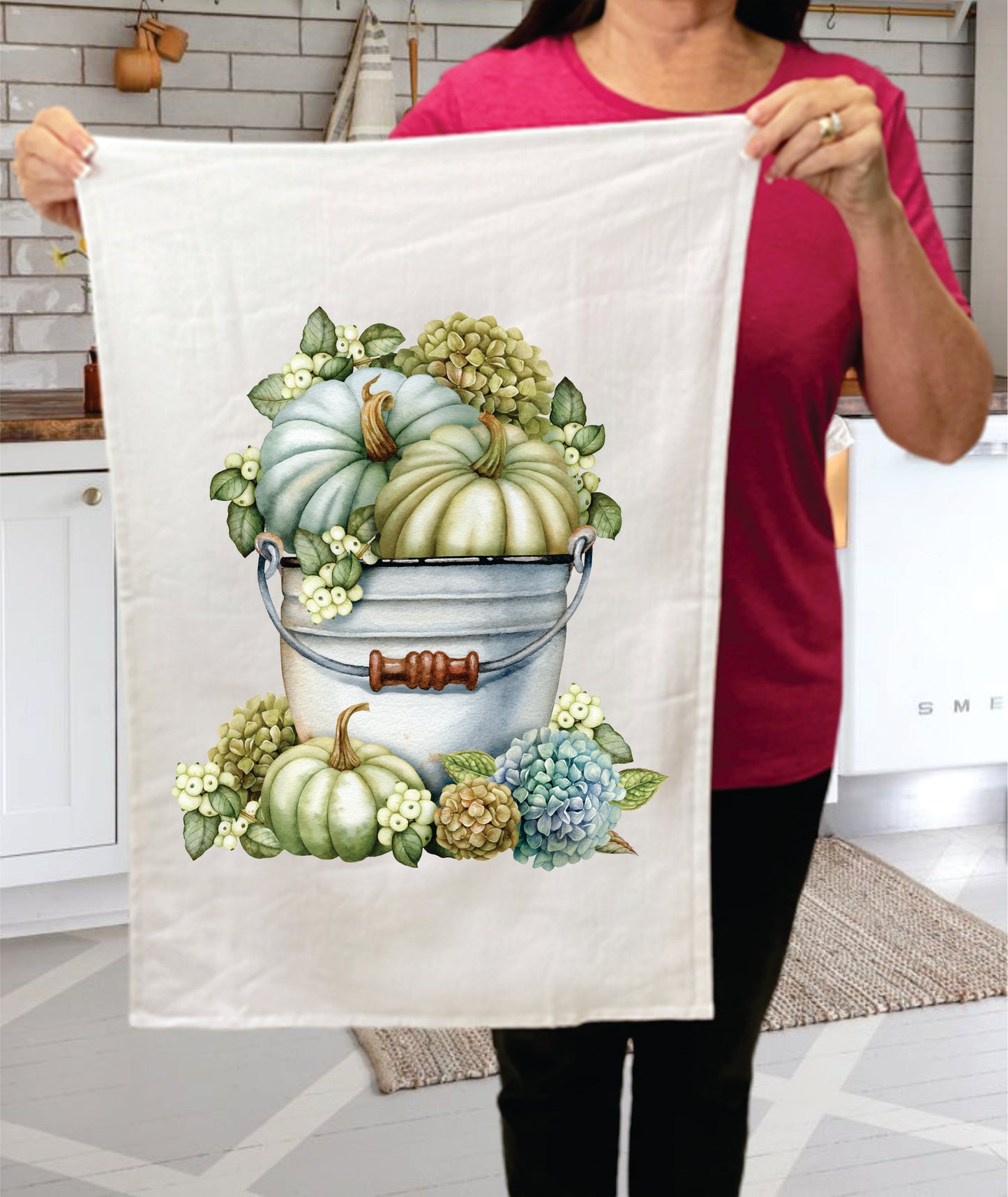 Fall Harvest Pumpkins Hydrangea Cotton Terry Towels Kitchen