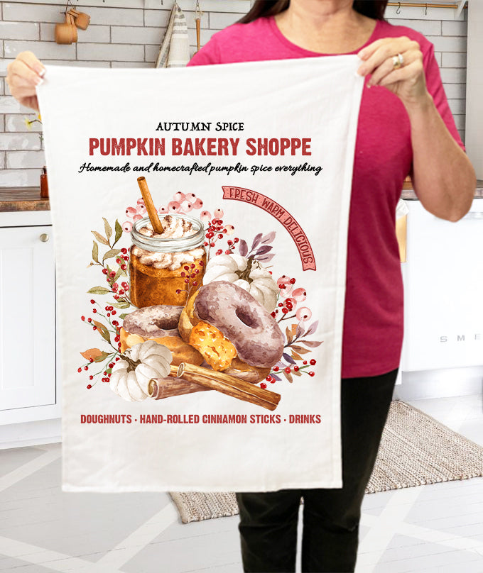 Fall Autumn Pumpkin Spice Latte Kitchen Terry Towel