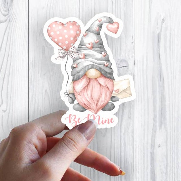 Valentine Pink Gnome Be Mine Sticker