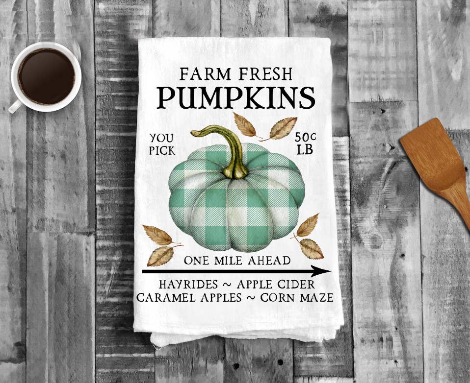 Farm Fresh Pumpkin Plaid, Cotton Tea Towels