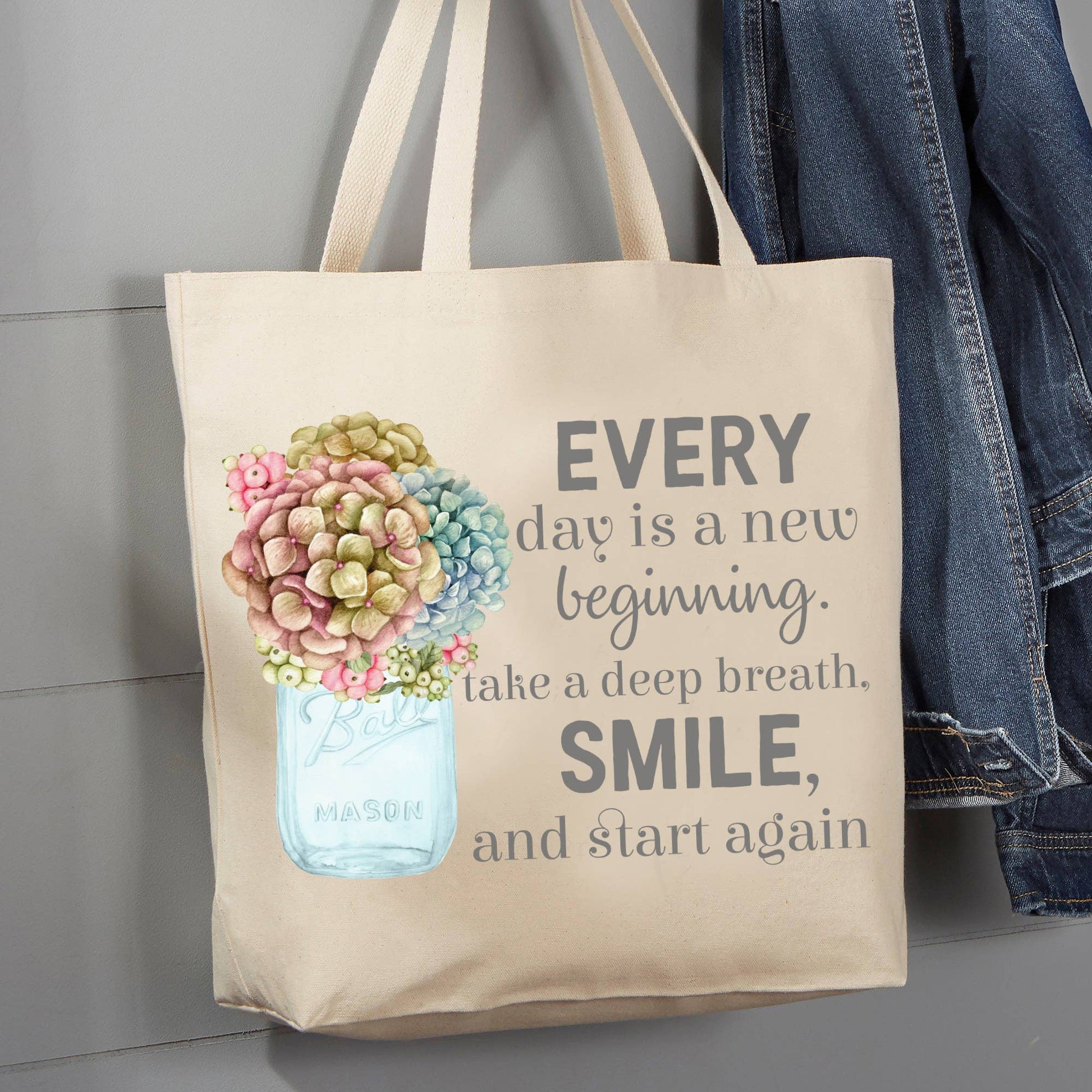 Everyday is a New Beginning Smile, 12 oz  Tote Bag