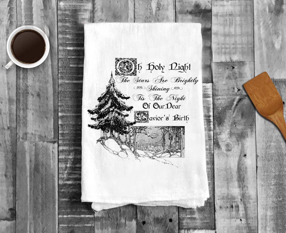 Oh Holy Night Christmas Tree, Cotton Tea Towels