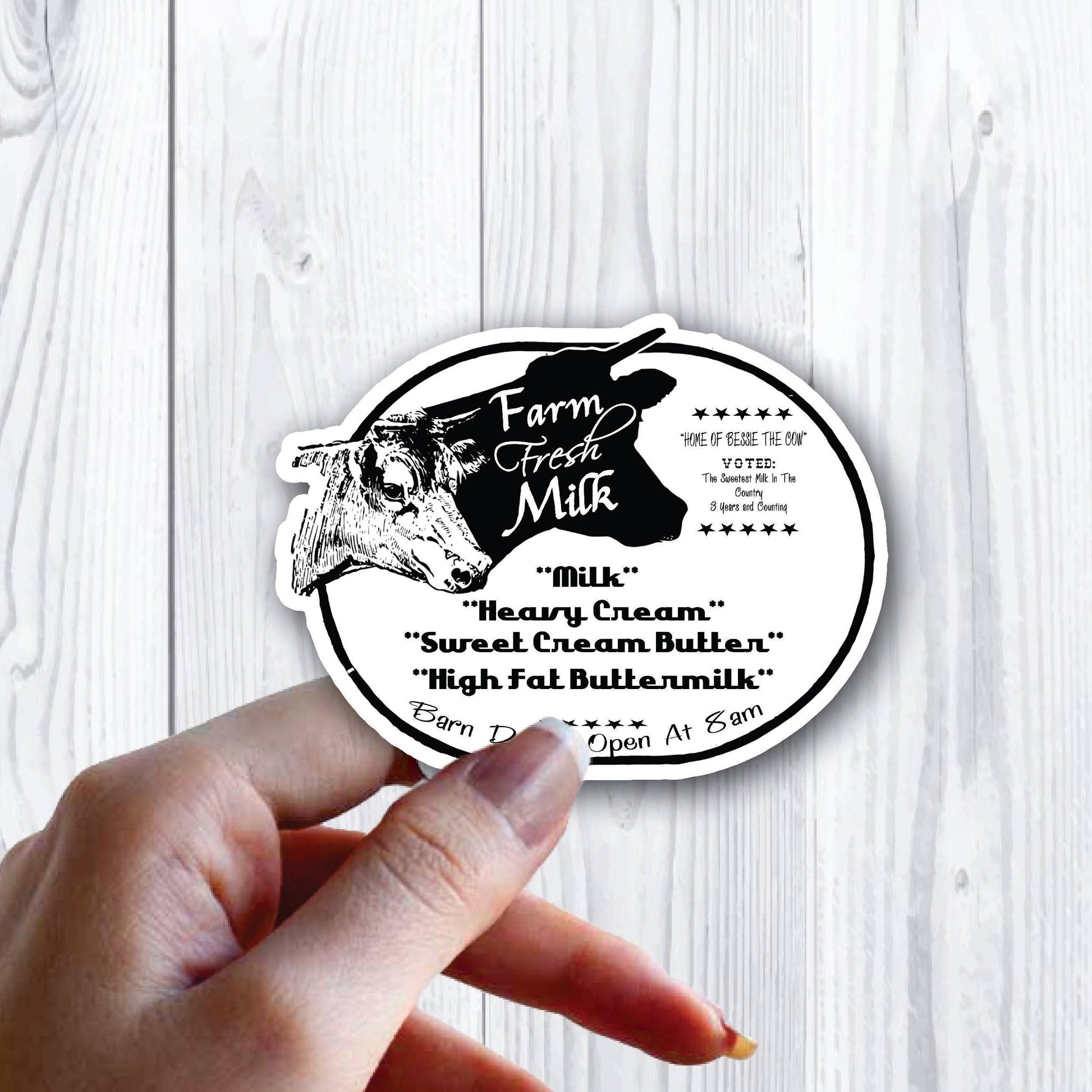 Farm Fresh Milk Cow Farm Cream Stickers