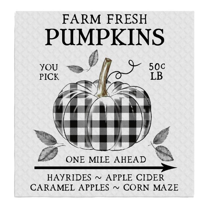 Fall Autumn Farm Plaid Pumpkin SWEDISH DISH CLOTH Kitchen