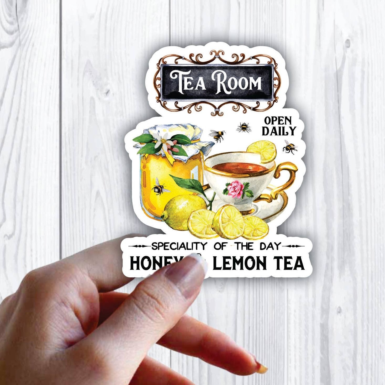Tea Room Honey & Lemon Tea Sticker Waterproof Vinyl