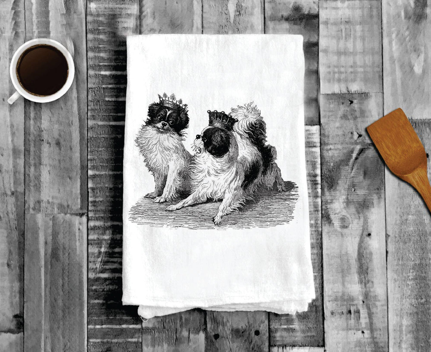 Japanese Chin Dogs Crown, Cotton Tea Towels