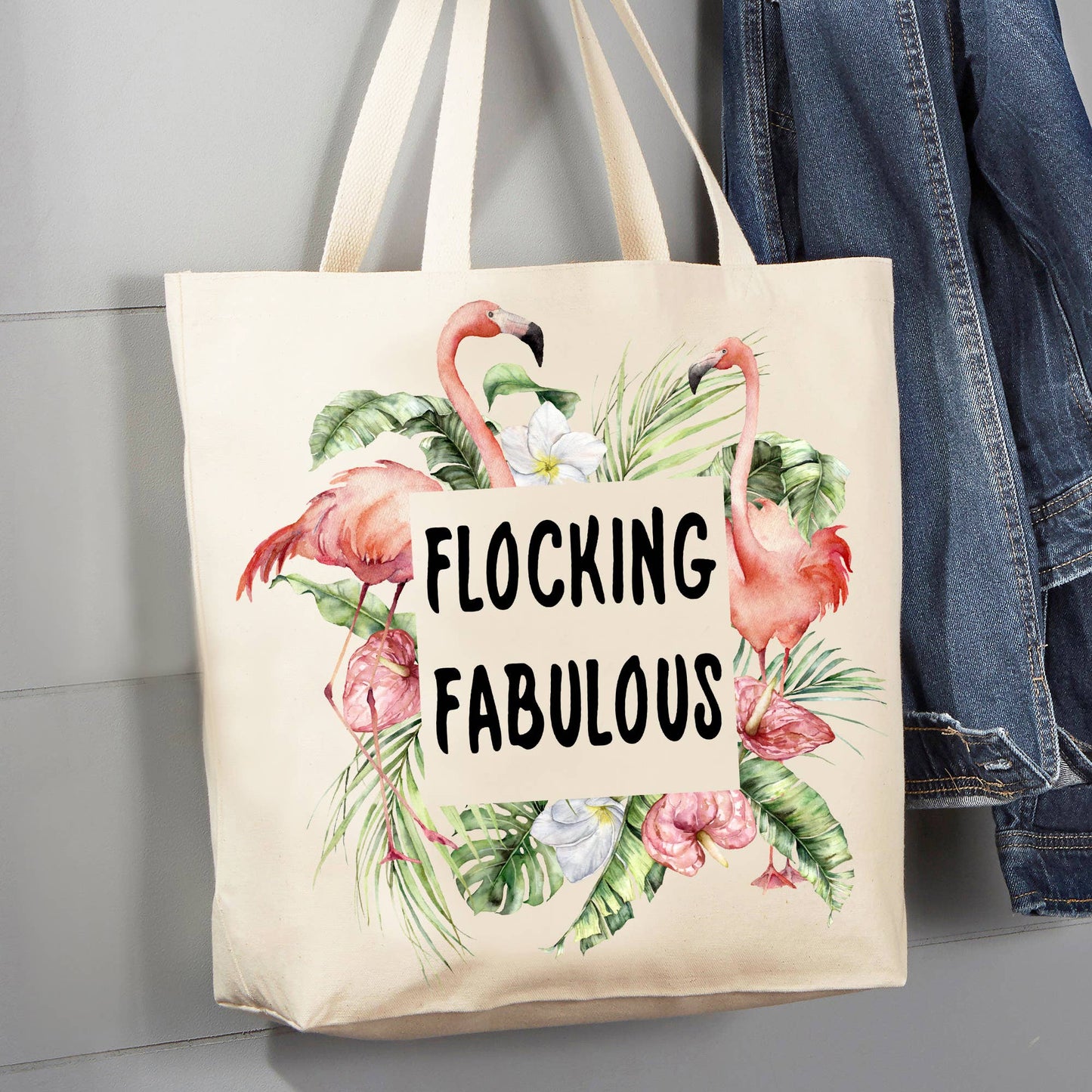 Flamingo Flocking Fabulous, 12 oz  Canvas Tote Bag