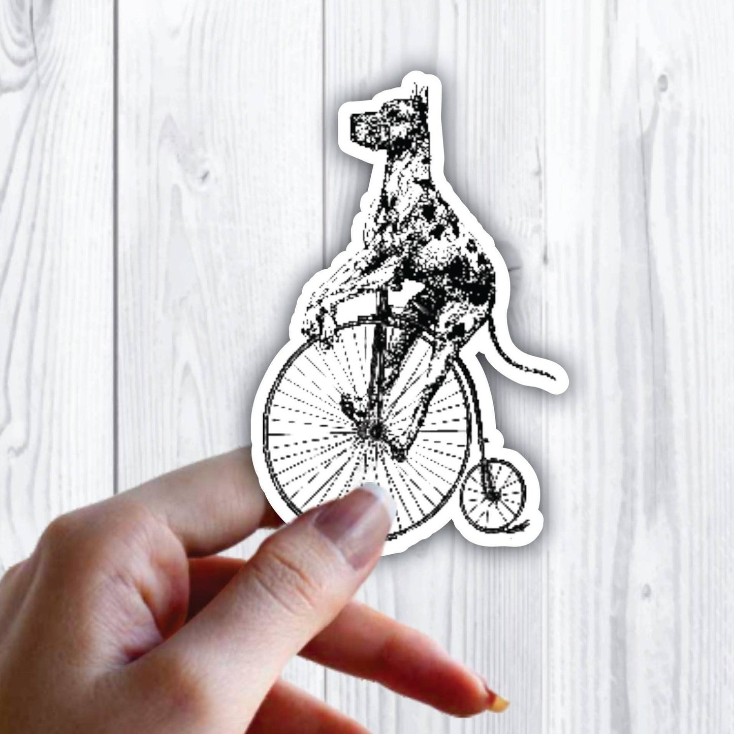 Great Dane Dog on Antique Bike Sticker