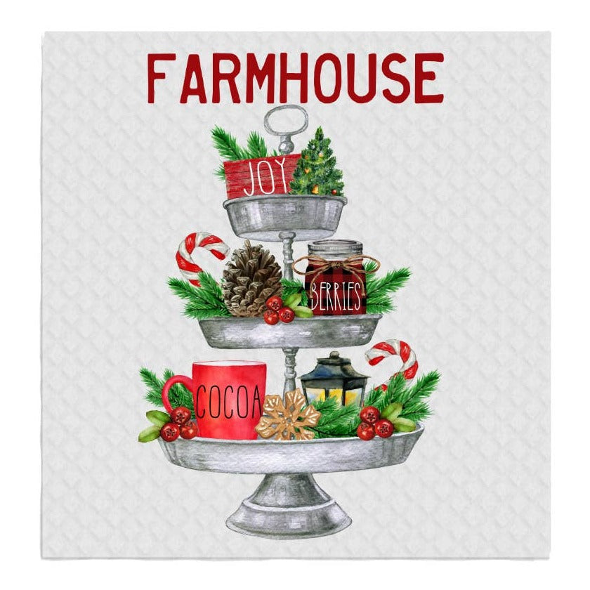 Farmhouse Christmas 3 Tier Stackable SWEDISH DISH CLOTHS