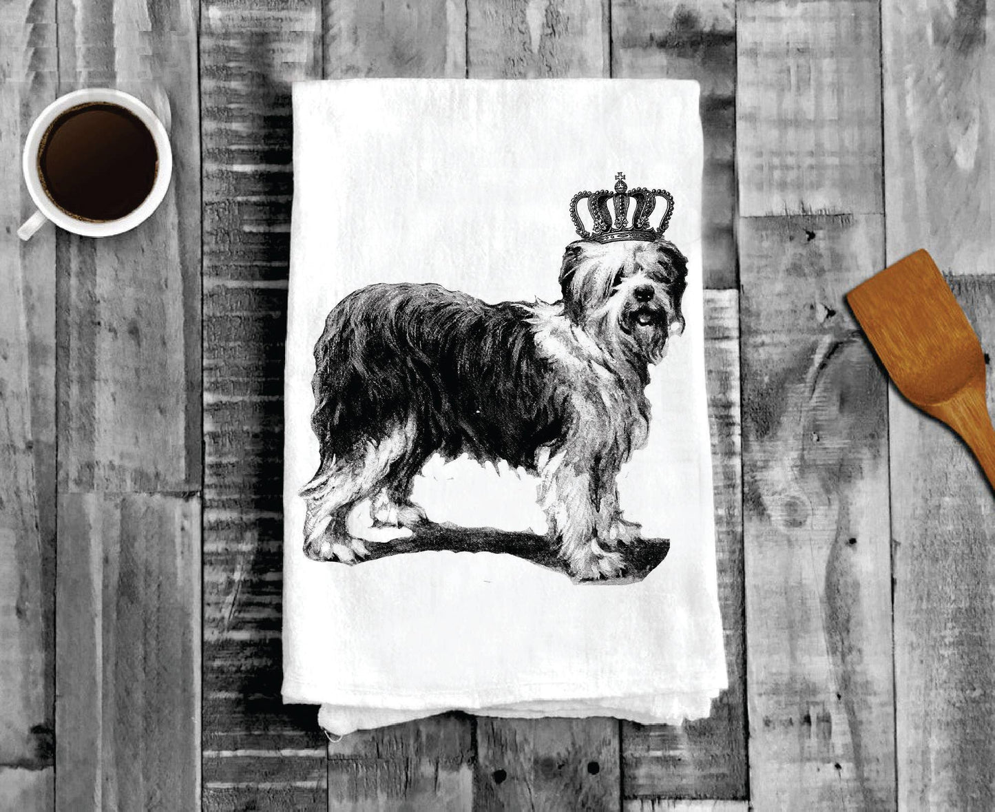 Old English Sheep Dog Crown, Cotton Tea Towels