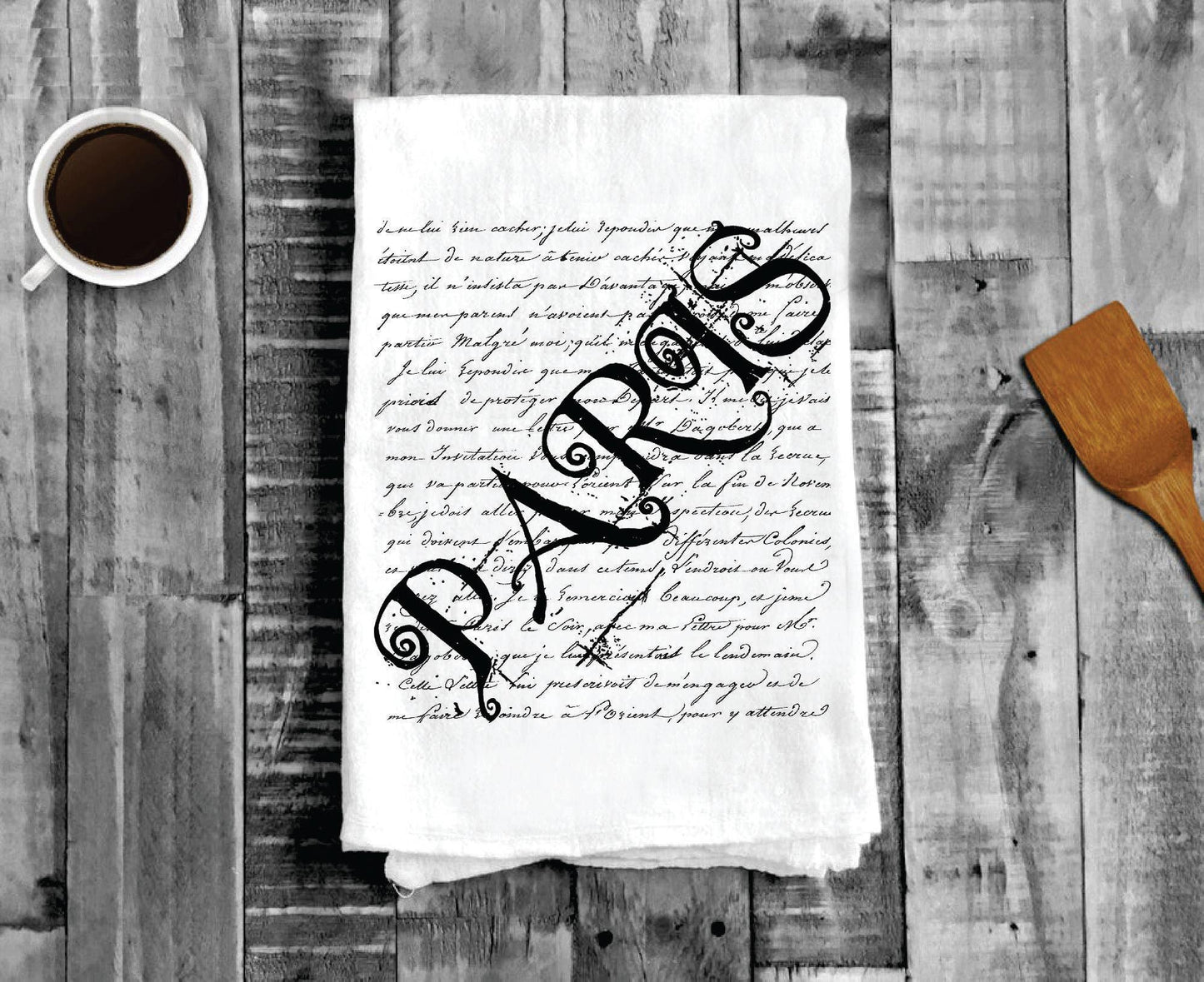 Paris Cursive Writing, Cotton Tea Towels