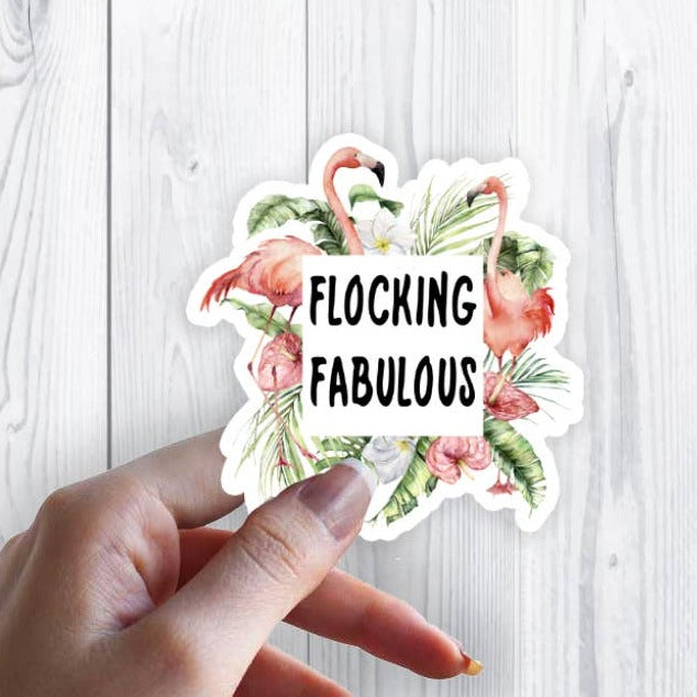 Flamingo Flocking Fabulous Stickers  Decal