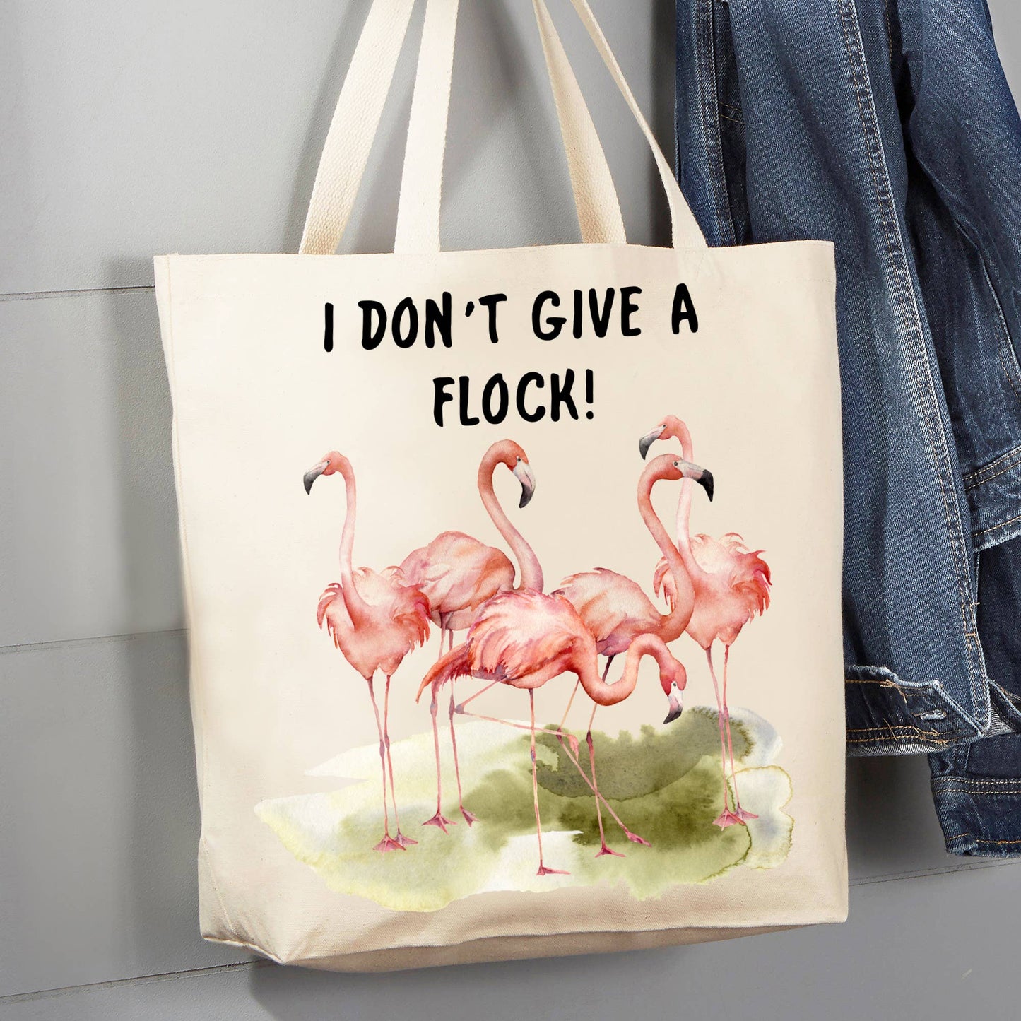 Flamingo I Don't Give A Flock, 12 oz  Canvas Tote Bag