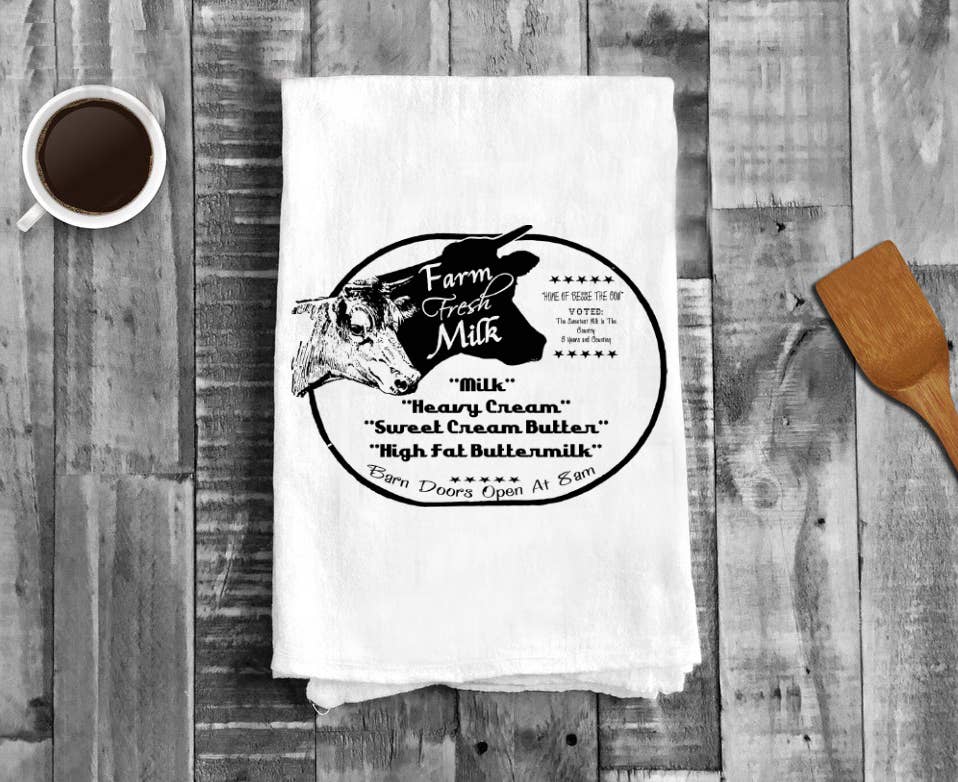 Country Farm, Farm Fresh Milk, Cotton Tea Towels