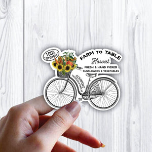 100% Organic Farm Table Bike Basket Sticker