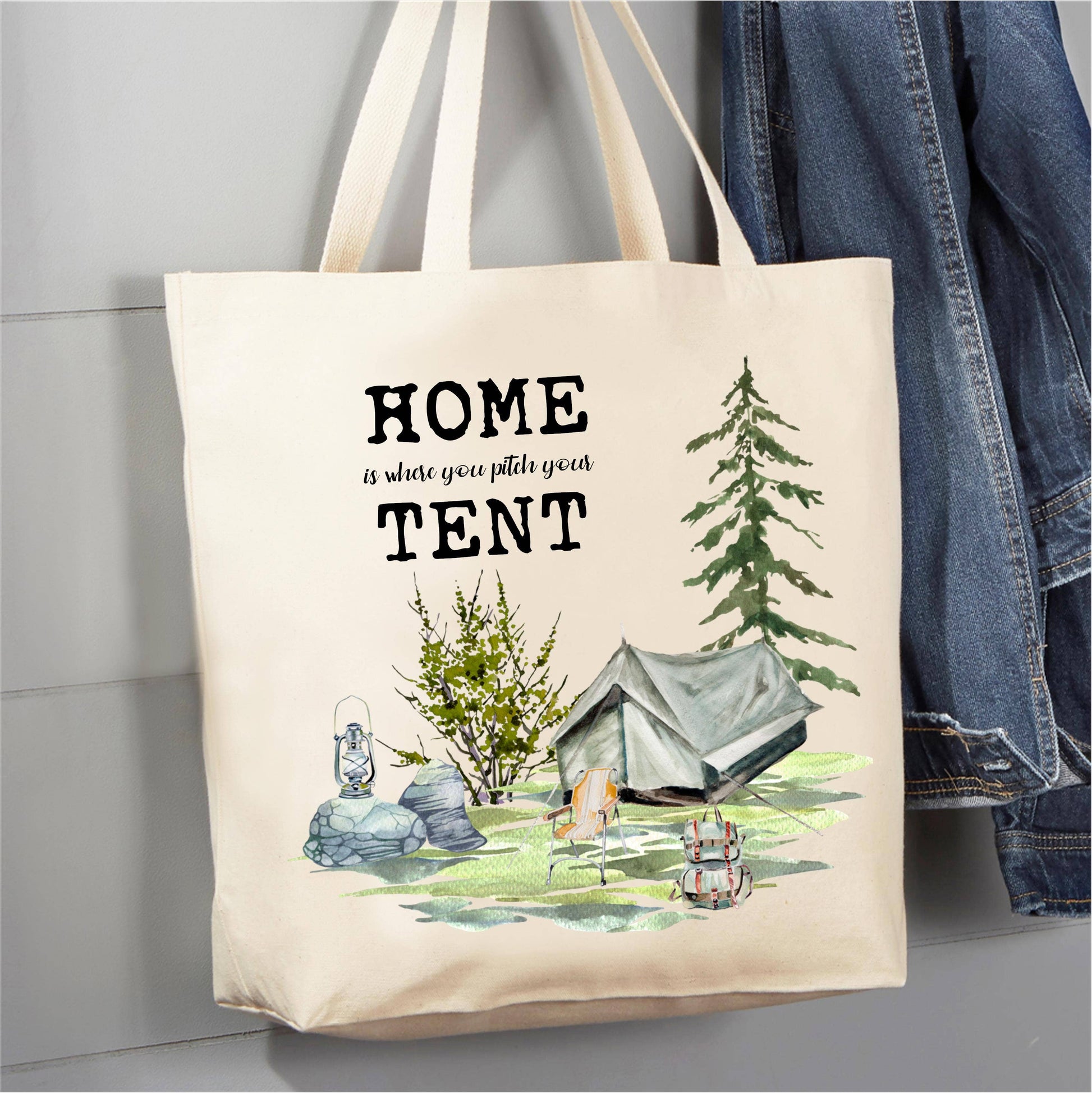 Home is where you pitch your tent 12 oz Canvas Tote Bag