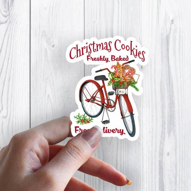 Christmas Cookies Red Bicycle Sticker