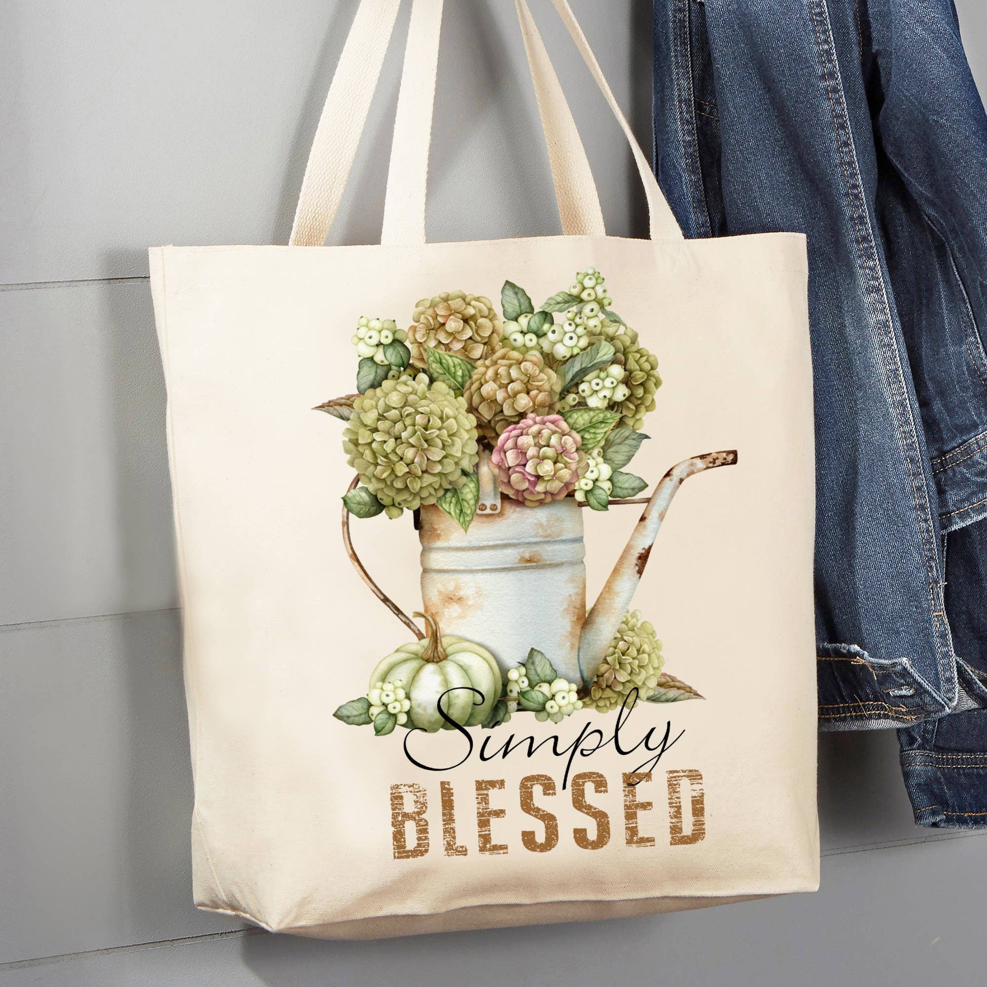 Simply Blessed Fall Autumn 12 oz Canvas Tote Bag