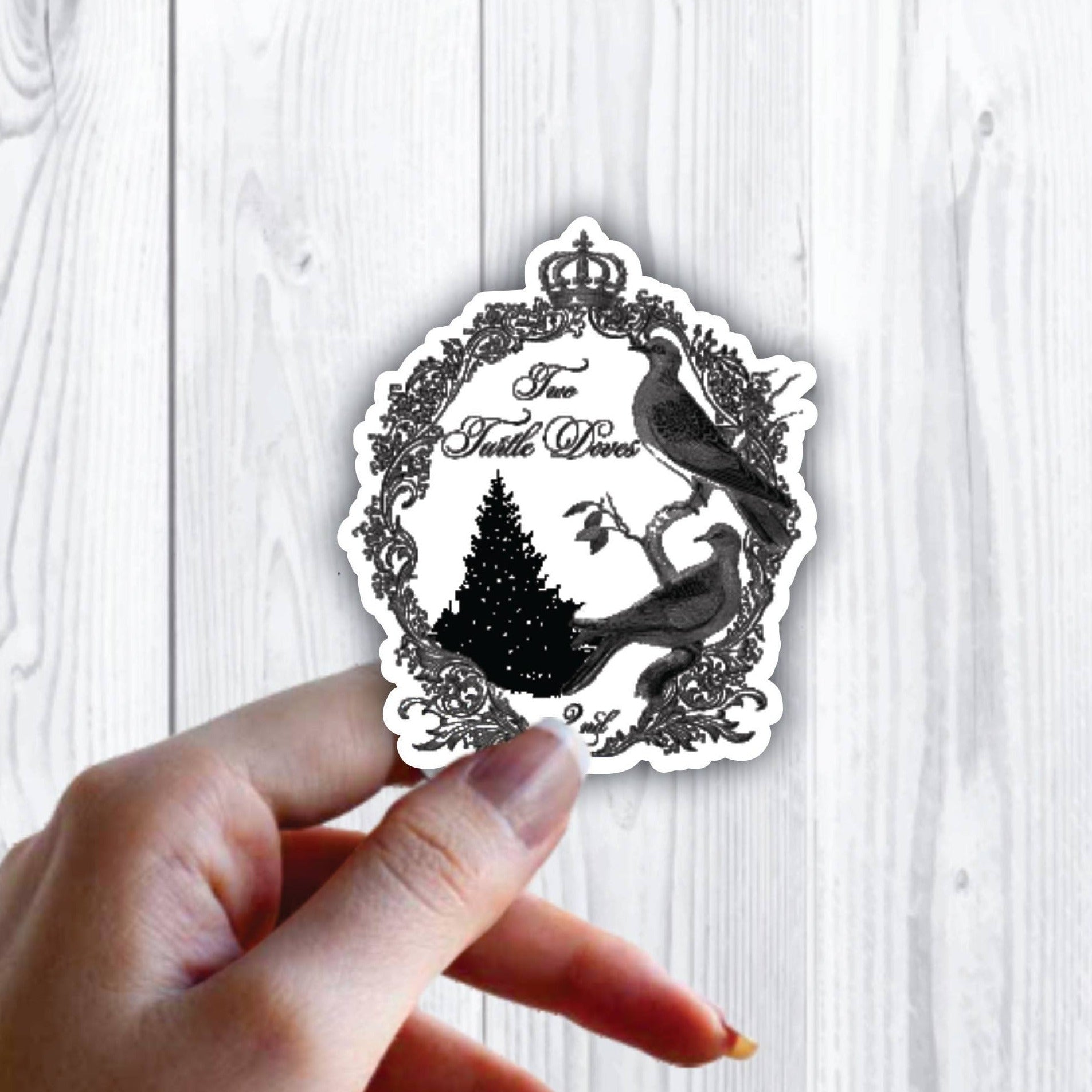 Two Turtle Doves Christmas Wreath Sticker