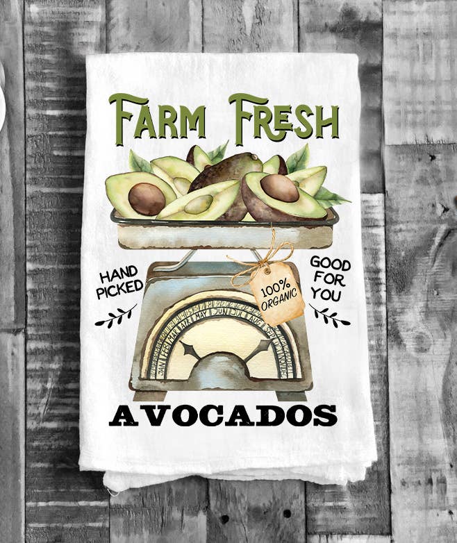Farm Fresh Avocados Organic Kitchen Cotton Tea Towels
