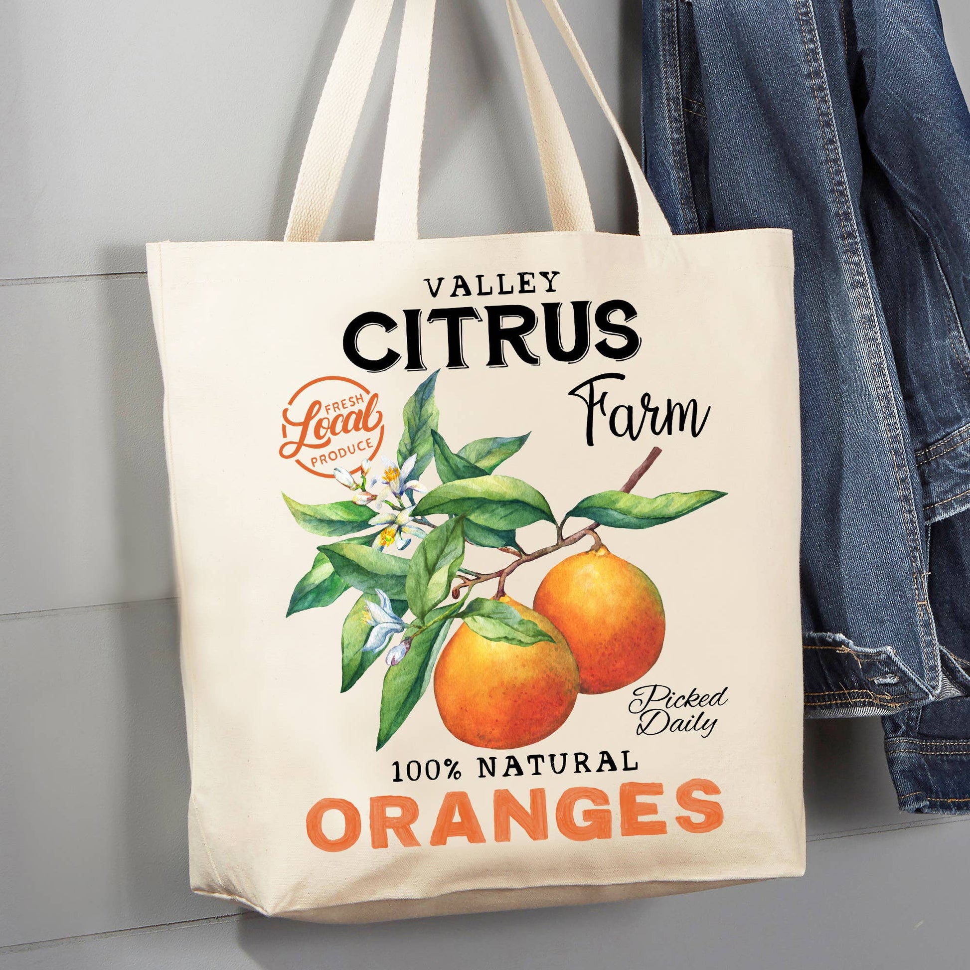 Farm Fresh Citrus Oranges 12 oz Canvas Tote Bag