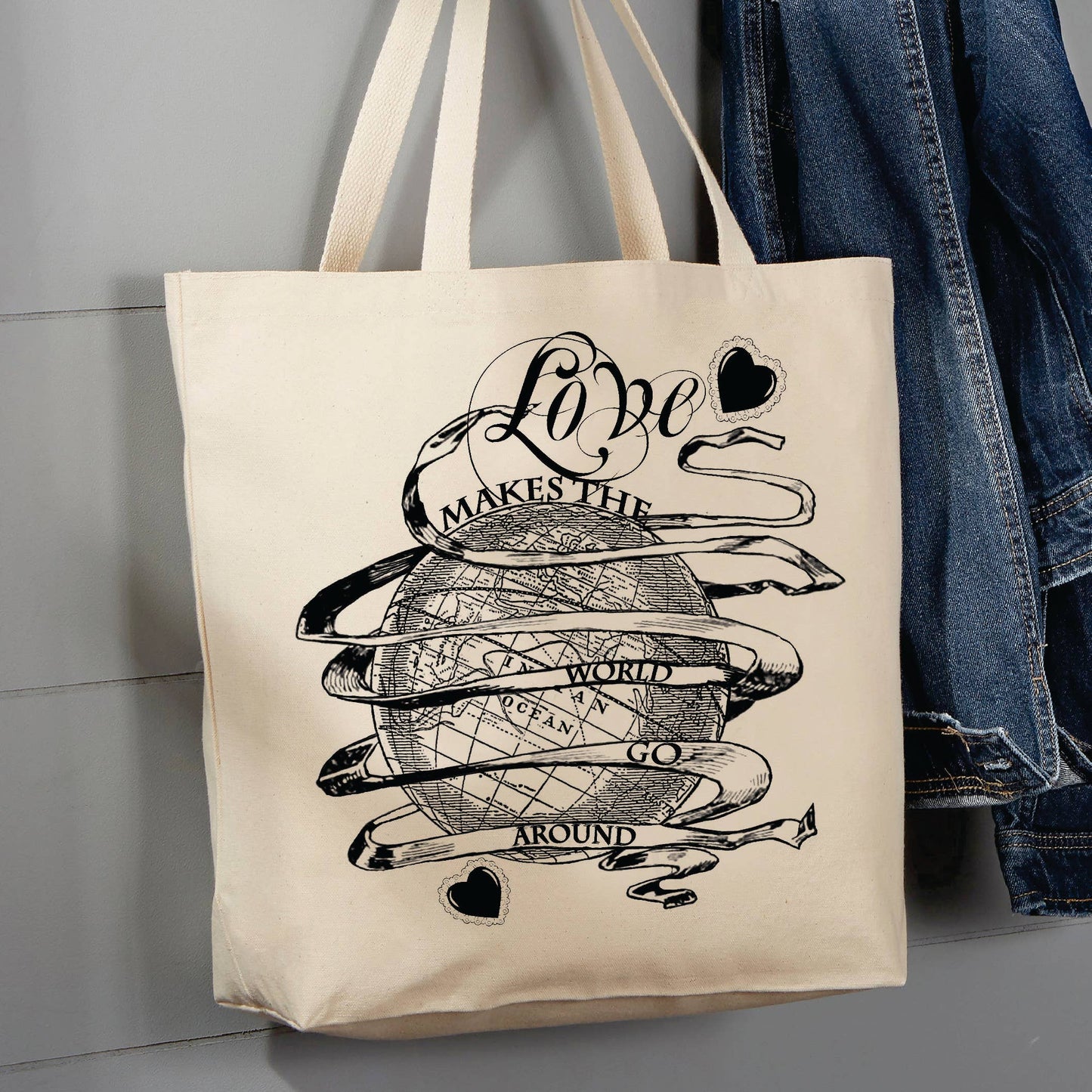 Love Makes the World Go Round, 12 oz  Tote Bag