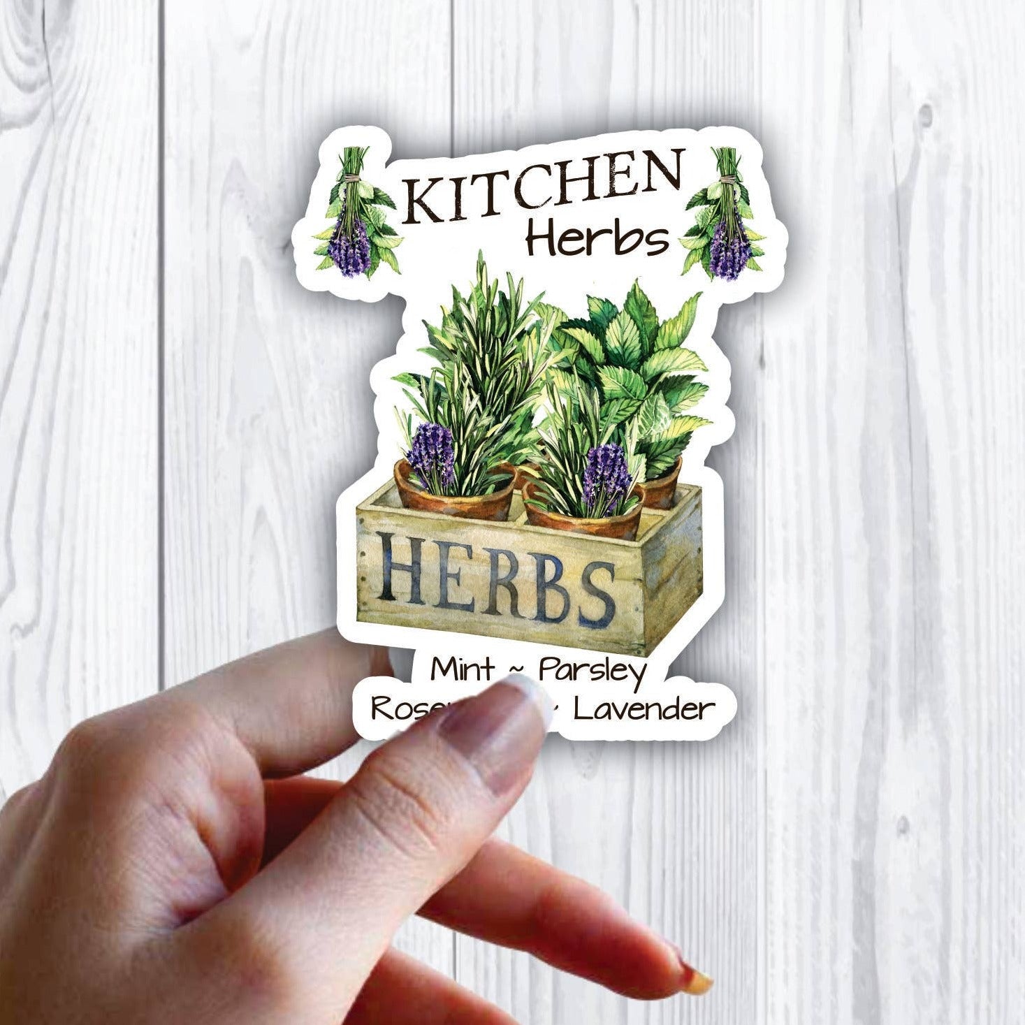 Country Kitchen Herbs Mint Lavender Sticker Waterproof Vinyl