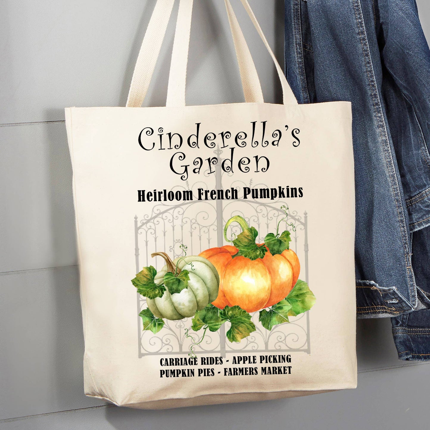 Cinderella Garden Pumpkin Patch 12 oz Canvas Tote Bag