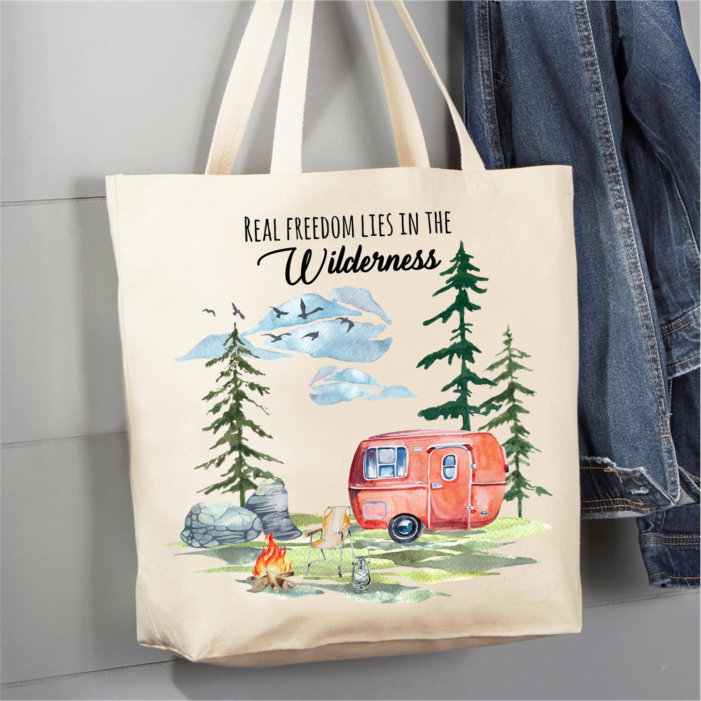 real Freedom Lies in the Wilderness 12 oz Canvas Tote Bag