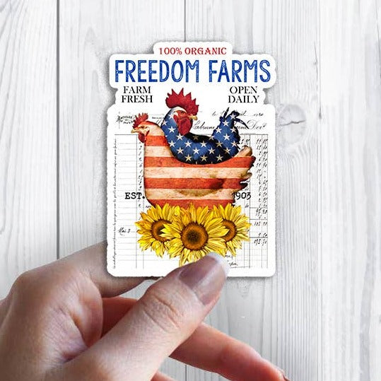 Freedom Farms Patriotic Chickens Sticker