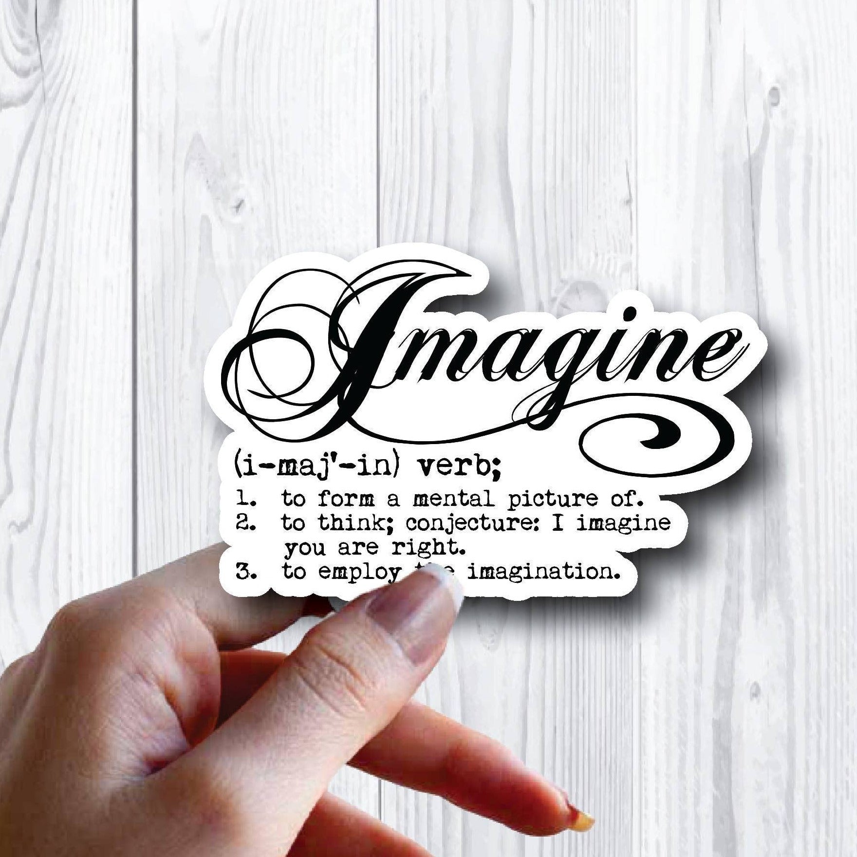 Imagine Definition Fancy Cursive Sticker