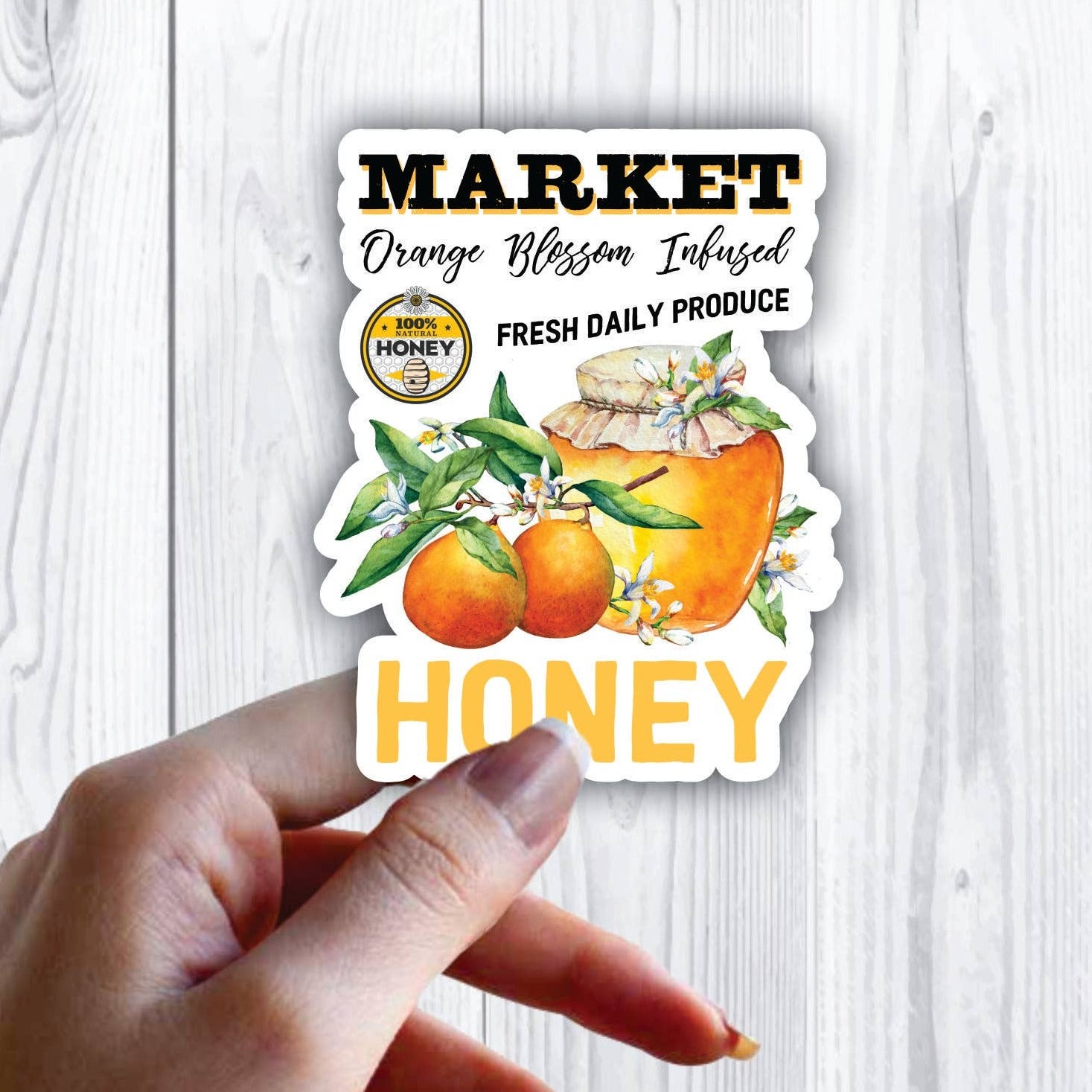 Farmers Orange Blossom Honey Sticker Waterproof Vinyl