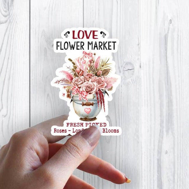 Valentine Love Flower Market Sticker