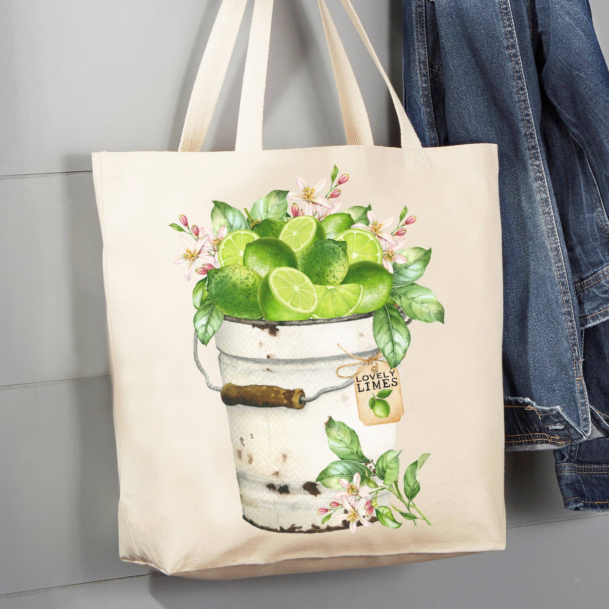 Farmhouse Bucket of Limes 12 oz  Canvas Tote Bag