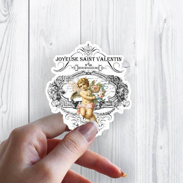 French Vintage Valentine Cupid Sticker