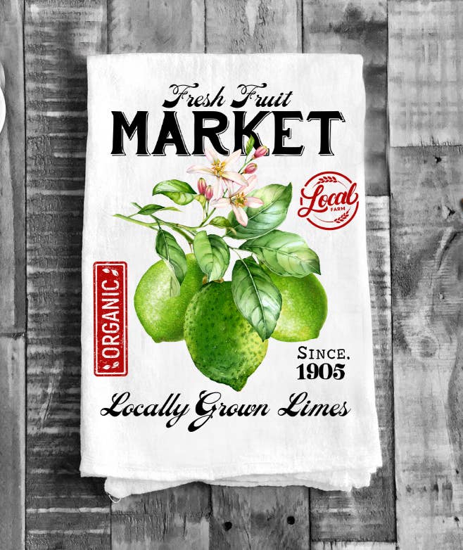 Farmhouse Organic Limes Market Kitchen Cotton Tea Towels