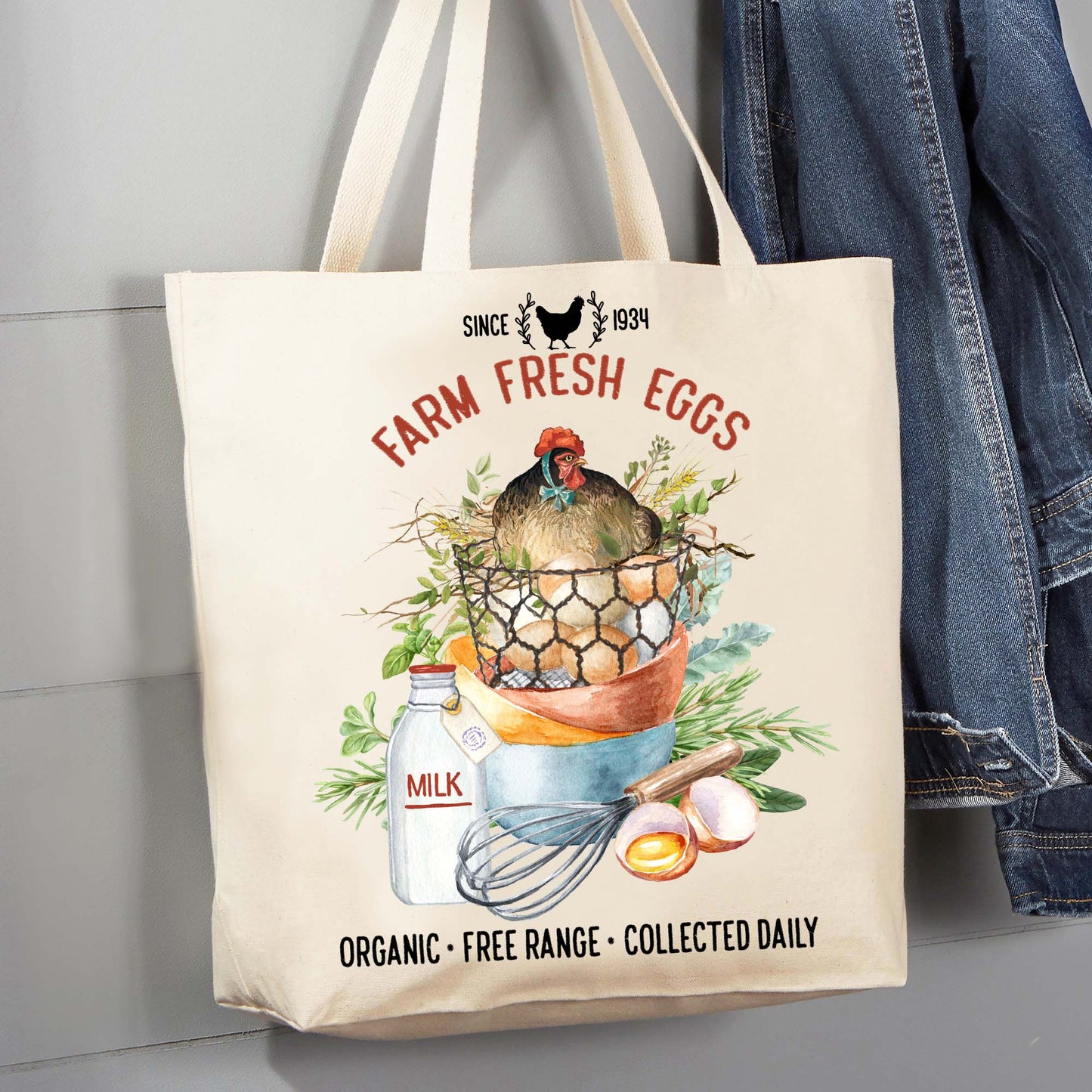 Farm Fresh Eggs Farmers Market 12 oz Canvas Tote Bag
