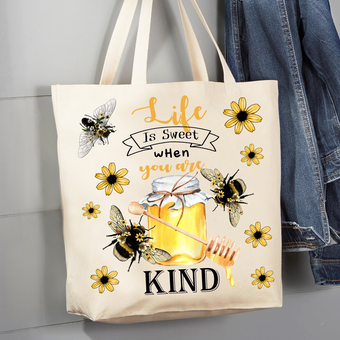 Life Is Sweet When You Are Kind 12 oz  Canvas Tote Bag