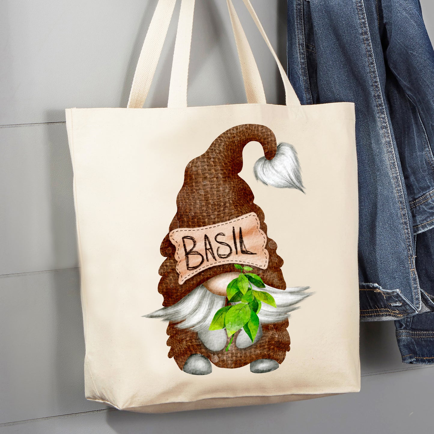 Gnome Herbs Basil Kitchen 12 oz Canvas Tote Bag