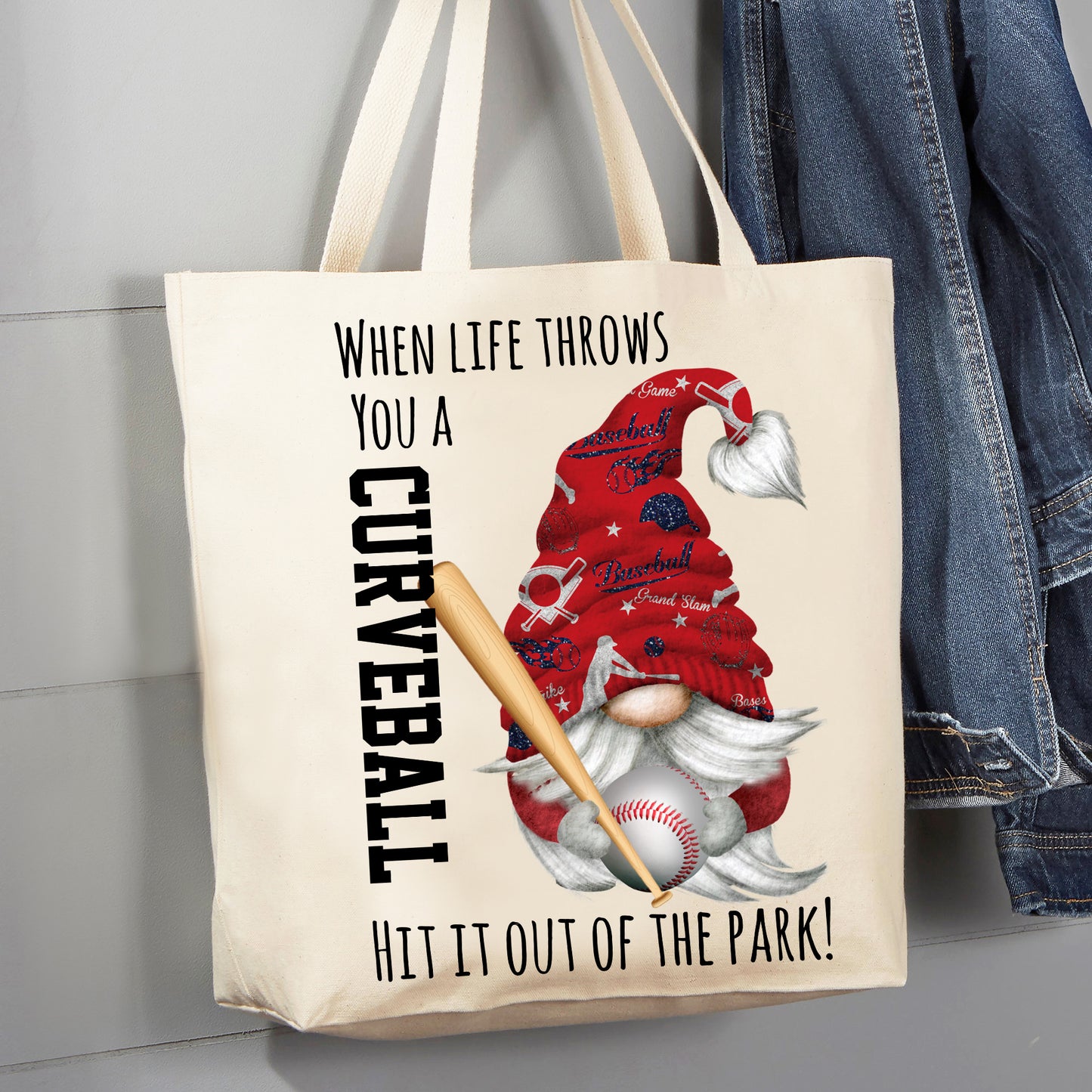 Red When Life Throws You A Curveball Hit It Out Of The Park 12 oz Canvas Tote Bag