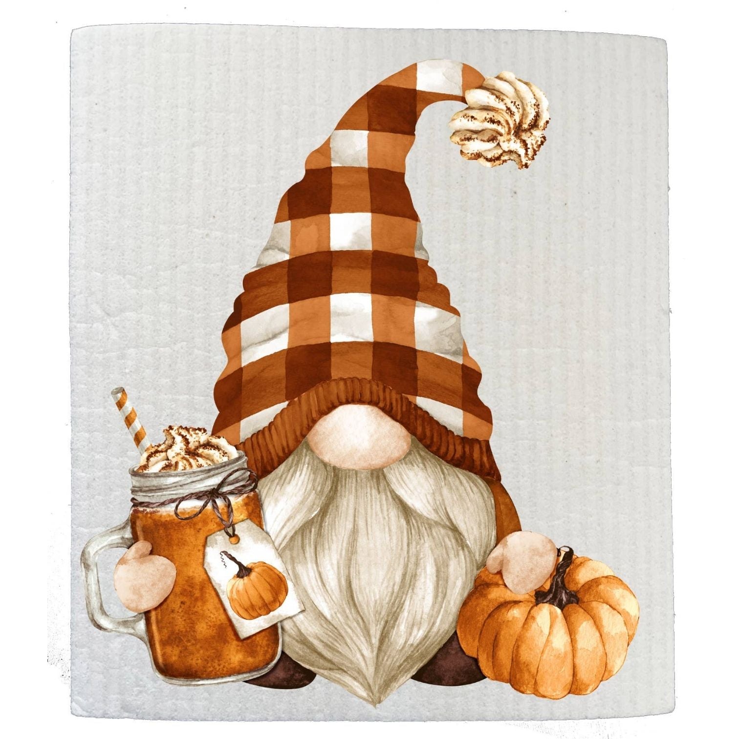 Fall Autumn Gnome Pumpkin Spice  SWEDISH DISH CLOTH