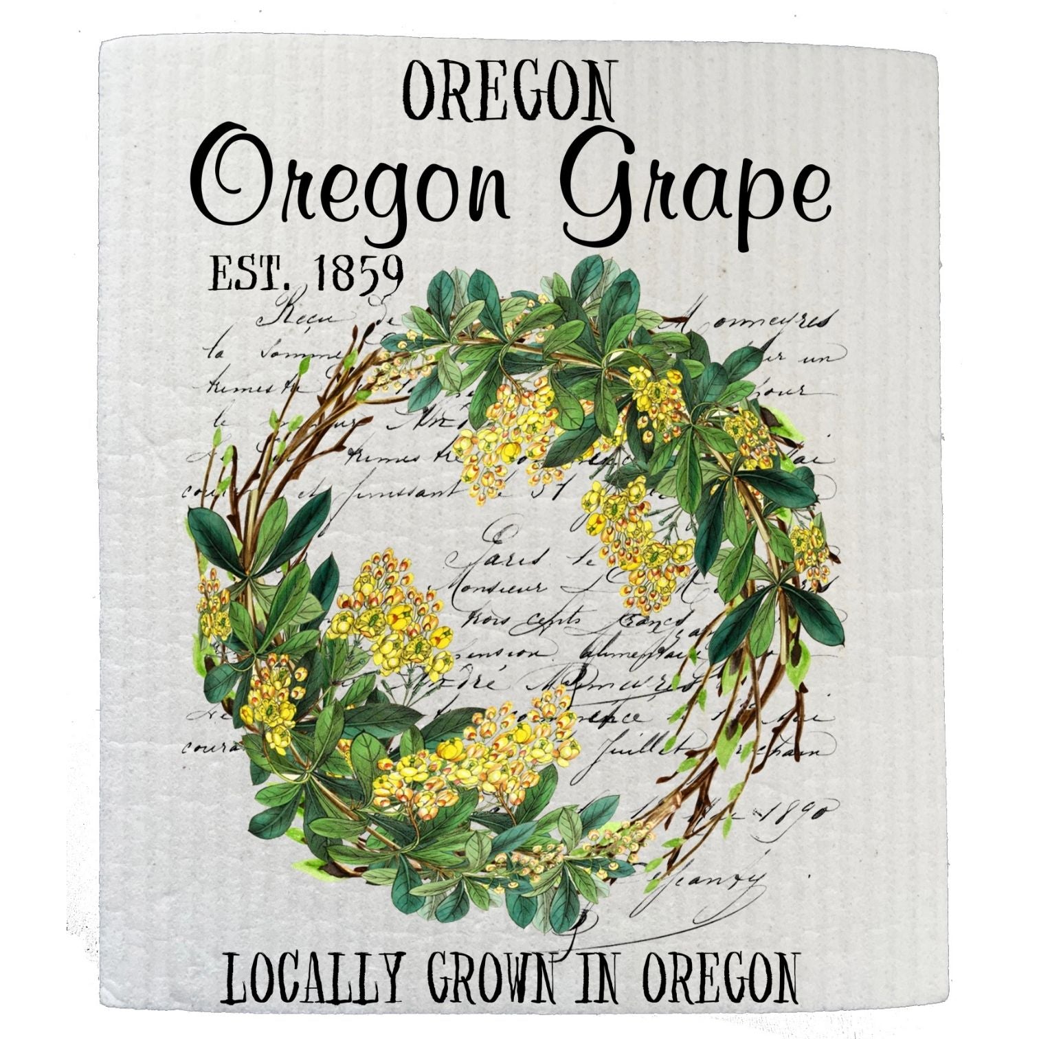 Oregon Grape State Flower Souvenir SWEDISH DISH CLOTH | Jessy Lane