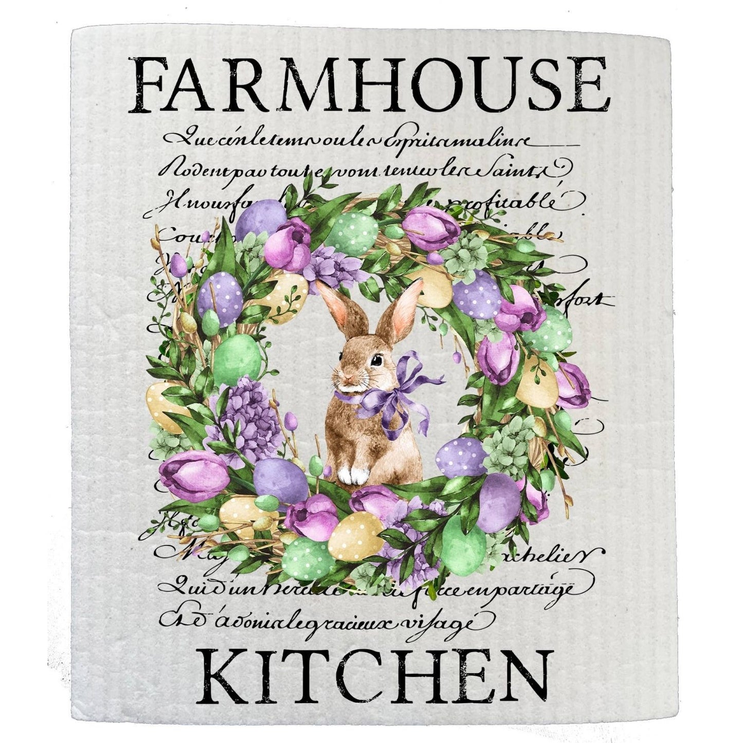 Farmhouse Kitchen Easter Bunny Wreath SWEDISH DISH CLOTH