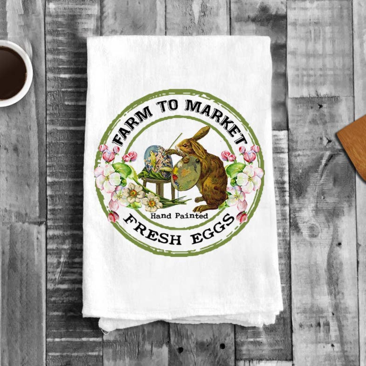 Easter Farm Fresh Easter Eggs Cotton Flour Sack Tea Towel