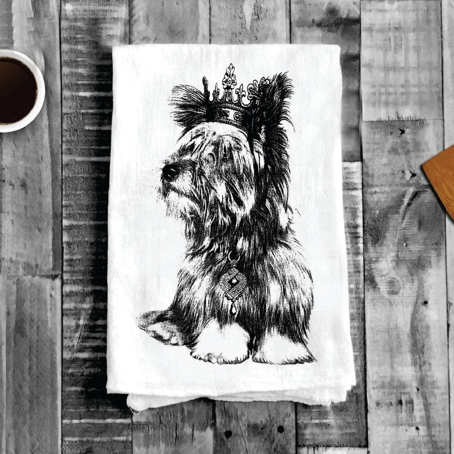 Yorkshire Terrier Dog Crown, Cotton Tea Towels