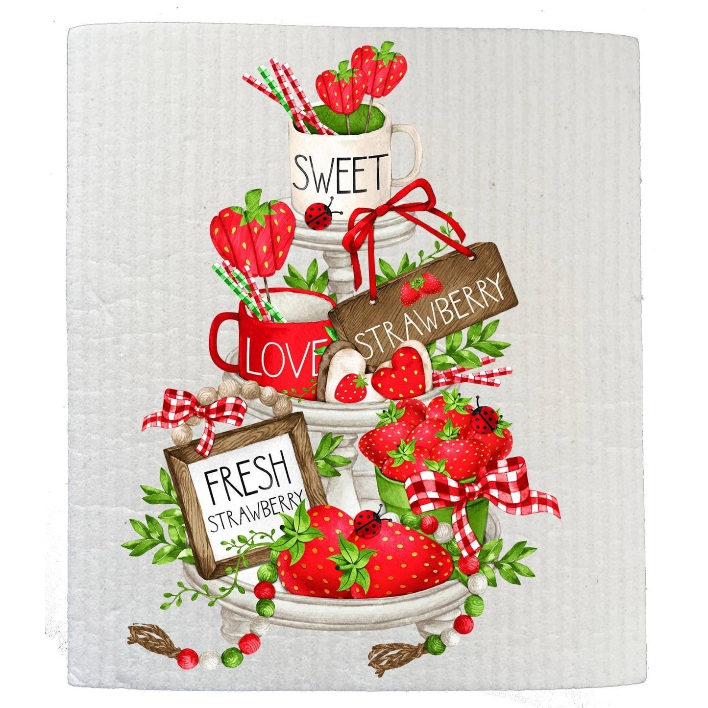 Sweet Fresh Strawberries Summer Kitchen SWEDISH DISH CLOTH