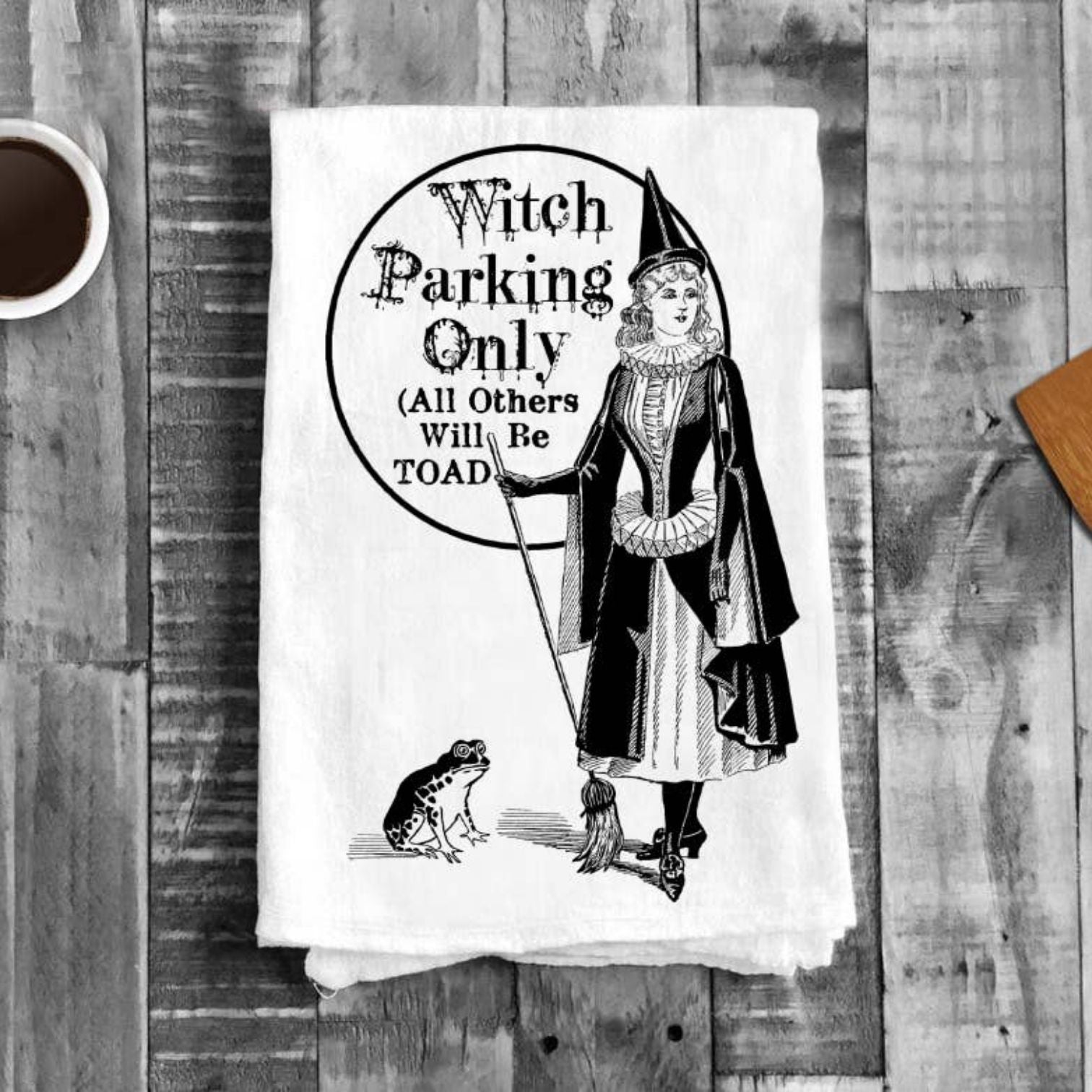 Witch Parking Only , Cotton Tea Towels