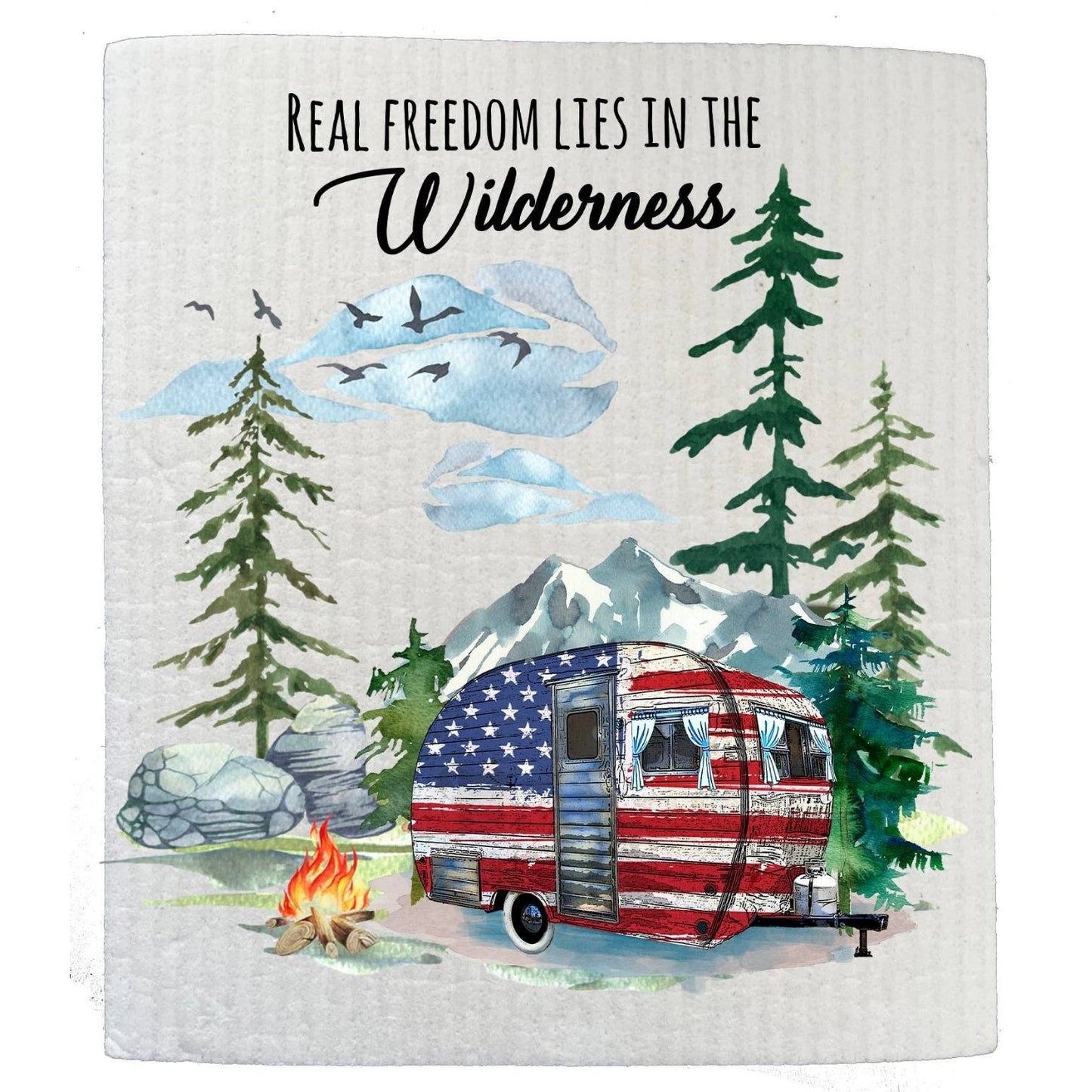 Real Freedom in Wilderness Patriotic SWEDISH DISH CLOTH