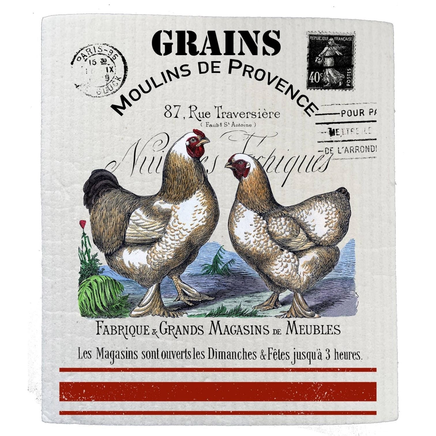 French Country Farm Chickens Kitchen SWEDISH DISH CLOTH